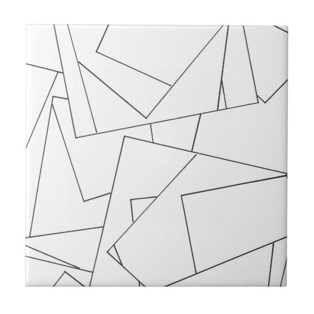 Azulejo De Cerâmica Geométrico Preto e Branco (Frente)