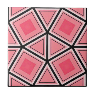 Azulejo De Cerâmica Geométrico Rosa e Preto