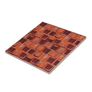 Azulejo De Cerâmica Geométrico Vermelho e Laranja