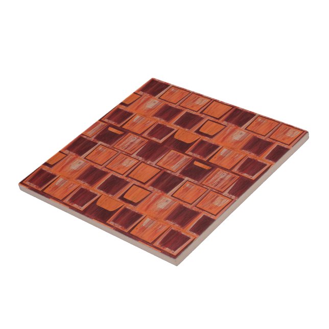 Azulejo De Cerâmica Geométrico Vermelho e Laranja (Lateral)
