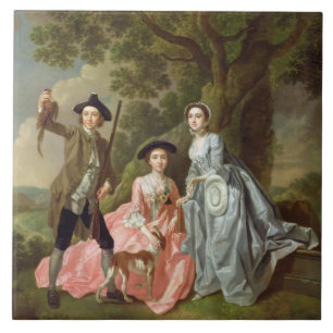 Azulejo De Cerâmica George Rogers com sua esposa, Margaret, e seu Sis