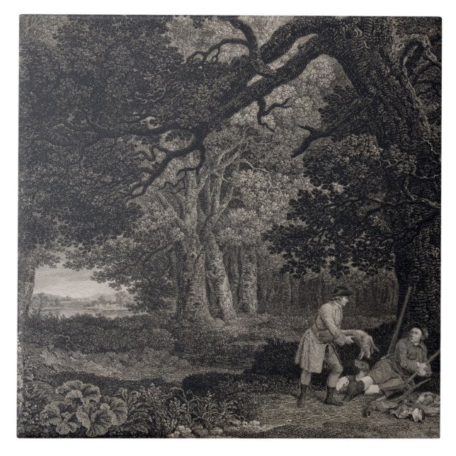 Azulejo De Cerâmica George Stubbs | que disparam, placa 4, gravada (Frente)