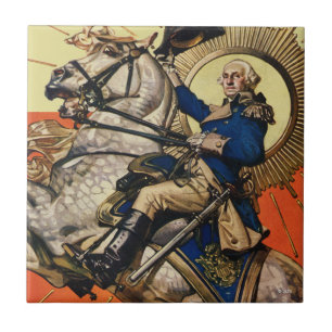 Azulejo De Cerâmica George Washington a cavalo