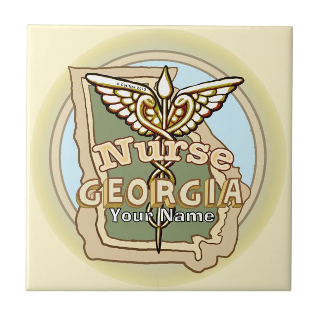 Azulejo De Cerâmica Georgia Nurse Caduceus Tile (Frente)