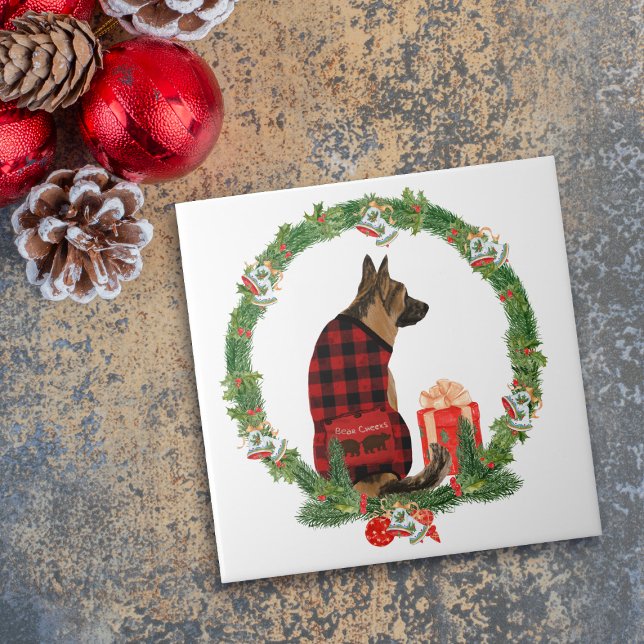 Azulejo De Cerâmica German shepherd Cachorro Rua de Natal (Criador carregado)