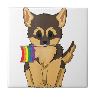 Azulejo De Cerâmica German shepherd do Orgulho LGBT Cachorro arco-íris