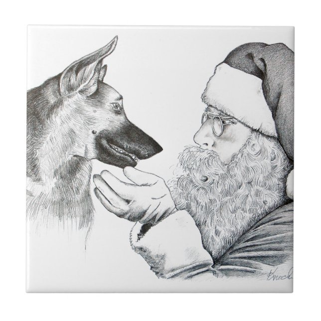 Azulejo De Cerâmica GERMAN SHEPHERD e PAPAIS NOEIS (Frente)