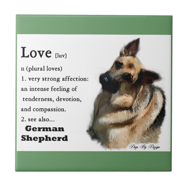 Azulejo De Cerâmica German shepherd Love Is (Frente)
