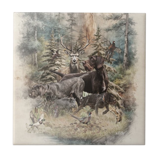 Azulejo De Cerâmica German Wirehaired Pointer (Frente)