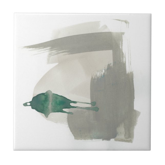 Azulejo De Cerâmica Gestos Terrestres - Cinzas e Verdes (Frente)