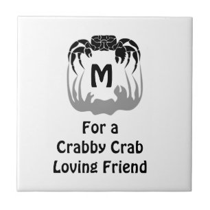 Azulejo De Cerâmica Ghost Crab Silhouette Castando um Monograma Sombra