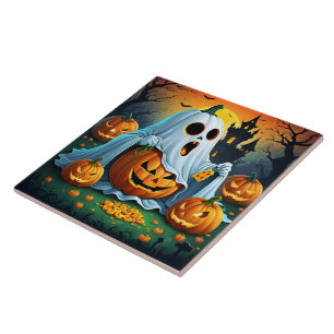 Azulejo De Cerâmica Ghost delights in Halloween trata! 🎃