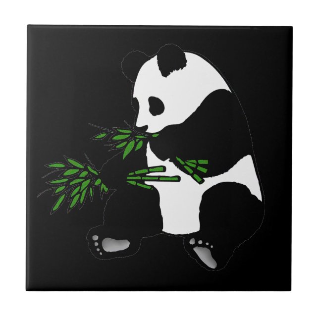 Azulejo De Cerâmica Giant Panda Come Bamboo Black (Frente)
