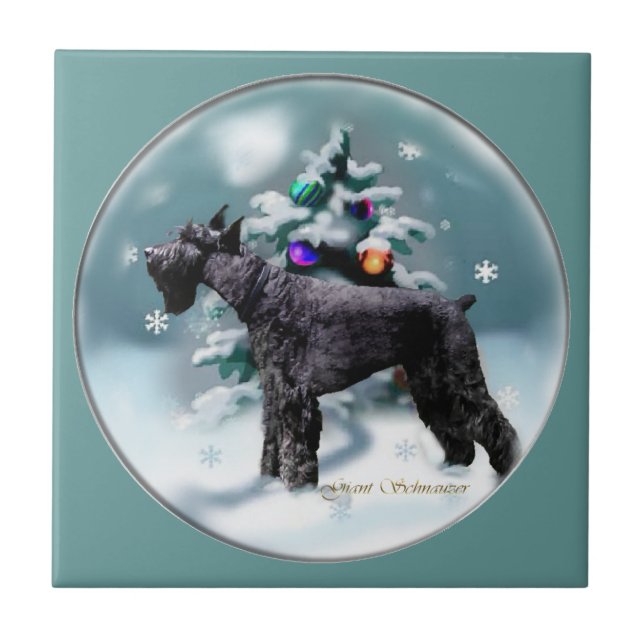 Azulejo De Cerâmica Giant Schnauzer Natal (Frente)