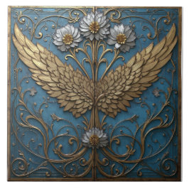 Azulejo De Cerâmica Gilded Winged Floral
