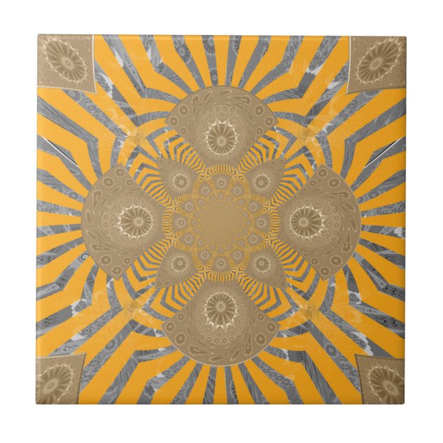 Azulejo De Cerâmica Gilded Zephyr: Elegância em amarelo Ouro e cromo (Frente)
