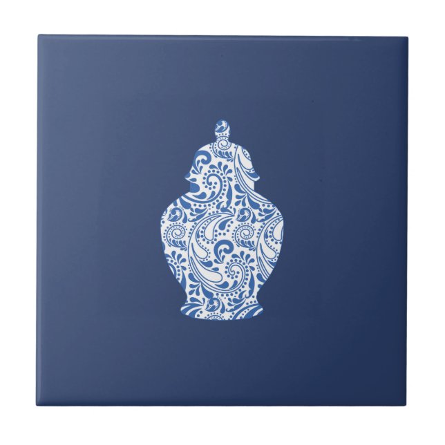 Azulejo De Cerâmica Ginger Jar Pottery Blue (Frente)