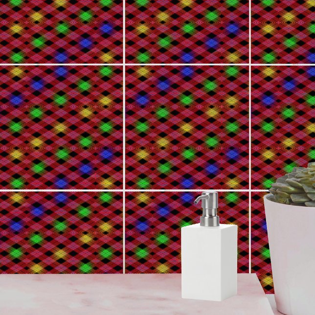 Azulejo De Cerâmica Gingham Check Multicolor Pattern (Gingham Check Multicolored Pattern Ceramic Tile)