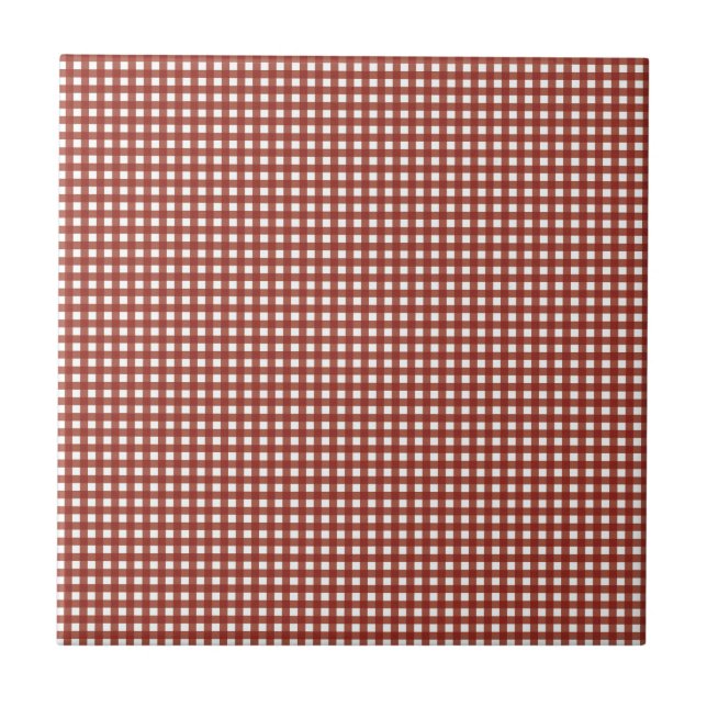 Azulejo De Cerâmica Gingham Vermelho e Branco (Frente)