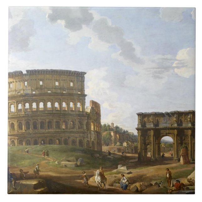 Azulejo De Cerâmica Giovanni Paolo Panini Visão do Colosseum (Frente)