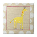 Azulejo De Cerâmica Girafa Amarela com Bolinhas Brancas<br><div class="desc">Embora não haja folhas para esticar para essa girafa amarela,  ela mantém a cabeça erguida. Uma obra maravilhosa de June Erica Vess que seria uma adorável adição a qualquer casa,  especialmente uma com crianças. Compre seu impressão hoje!</div>