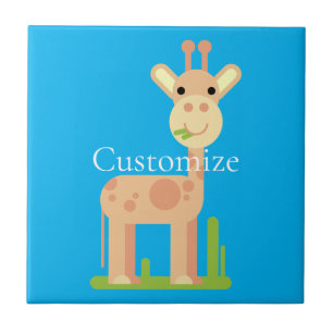 Azulejo De Cerâmica Girafa Bonita Maçando Thunder_Cove
