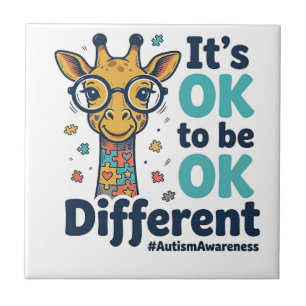 Azulejo De Cerâmica Girafa Conscientização do Autismo É OK Ser Diferen
