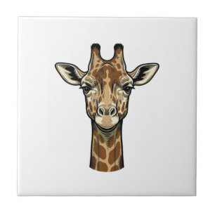 Azulejo De Cerâmica Girafa de Arte Vetorial de Gravura Antiga Design_1