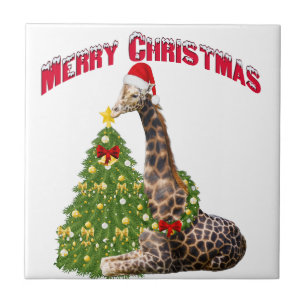 Azulejo De Cerâmica Girafa de Natal