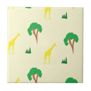 Azulejo De Cerâmica Girafa e padrão de árvore