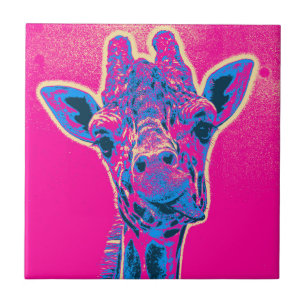 Azulejo De Cerâmica Girafa Engraçada Esticando sua língua