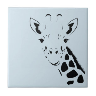 Azulejo De Cerâmica Girafa Face Silhueta