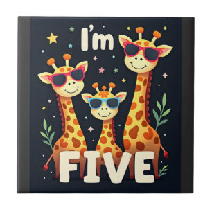 Azulejo De Cerâmica Girafa Legal Festa de Aniversário de 5 Anos Crianç