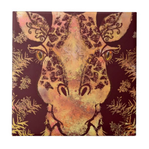 Azulejo De Cerâmica Girafa Olhando - Coleção de Artes de Desenho