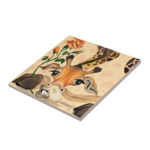 Azulejo De Cerâmica Girafa Romântica - Cavalheiro - Engraçado