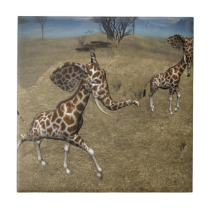 Azulejo De Cerâmica Girafas de elefante giratório