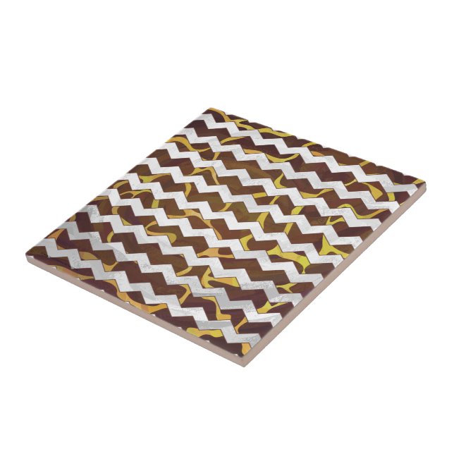 Azulejo De Cerâmica Giraffe Brown e Impressão Amarelo (Lateral)