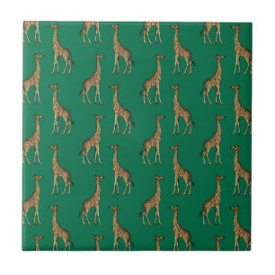 Azulejo De Cerâmica Giraffe Mammalian Emerald Green Wild Africa