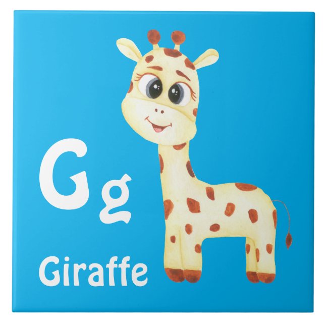 Azulejo De Cerâmica Giraffe personaliza ABC: Carta G - Adicionar seu n (Frente)