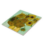 Azulejo De Cerâmica Girassóis em um vaso (F456) Van Gogh Fine Art<br><div class="desc">Vase com Doze Girassóis é a terceira versão da segunda série de girassóis de Vincent van Gogh, pintada em Arles em agosto de 1888. O fundo é azul-esverdeado e as flores parecem muito mais amarelas do que nas duas versões anteriores. Óleo na canvas, 91 x 72 cm. Munique, Neue Pinakothek....</div>