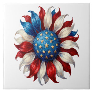 Azulejo De Cerâmica Girassol Bandeira Americana 4 De Julho