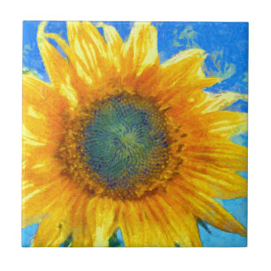 Azulejo De Cerâmica Girassol feliz