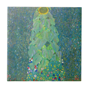 Azulejo De Cerâmica Girassol por Klimt, Flores Vintage Art Nouveau