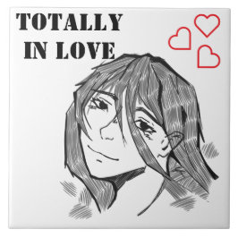 Azulejo De Cerâmica Girl totally in love lineart