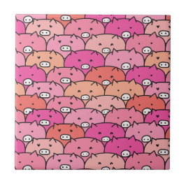 Azulejo De Cerâmica Girly Funny Pig Pattern