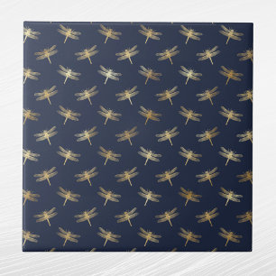 Azulejo De Cerâmica Glam Dourado Dragonflies Marinho Blue