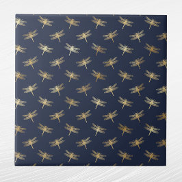 Azulejo De Cerâmica Glam Dourado Dragonflies Marinho Blue