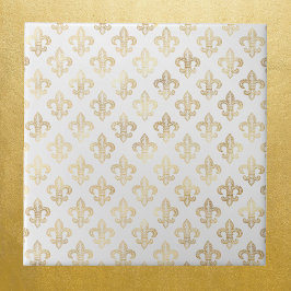 Azulejo De Cerâmica Glam Dourado Fleur de Lis White