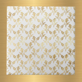 Azulejo De Cerâmica Glam Dourado Floral Branco