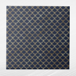 Azulejo De Cerâmica Glam Dourado Peixe Escala Marinho Azul